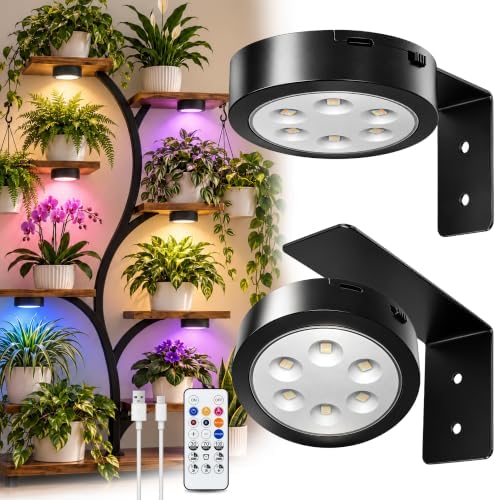 Rechargeable Grow Lights for Indoor Plants, Cordless Plant Grow Puck Lamp by Unknown