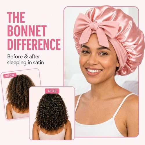 Silk Satin Hair Bonnet for Sleeping Women with Adjustable Tie - Image 3