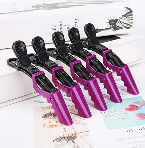 HH&LL Hair Clips for Women Wide Teeth & Double-Hinged Design Alligator Styling Sectioning Clips of Professional Hair Salon Quality - 10 Pack (Purple) - Image 4