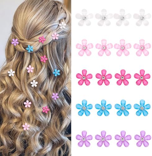 YISSION Colorful Rhinestone Hair Accessories - Mini Flower Hair Clips, Pins & Barrettes for Wedding, Bridal, Girls & Women by YISSION