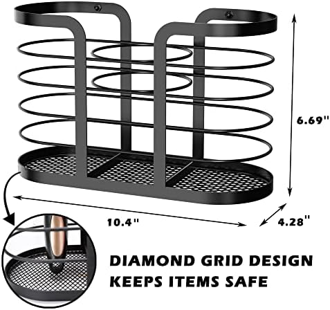 YIGII Blow Dryer Holder, Adhesive Wall Mount Bathroom Organizer, Black - Image 6