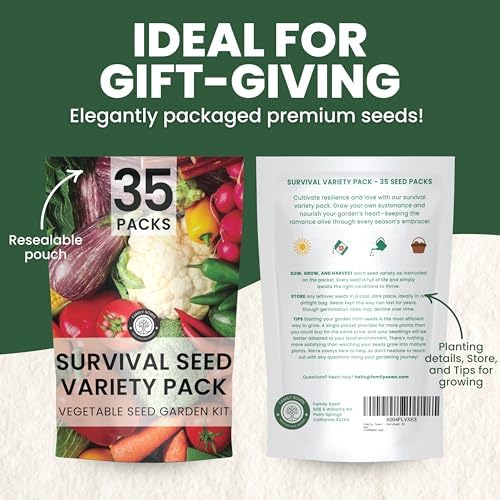 35 Vegetable Seed Packets | Survival Variety Pack | 2026 Season | Individually Packed Vegetables, Herbs and Fruits | Emergency Seed Vault for Doomsday Prepping | by Family Sown - Image 2