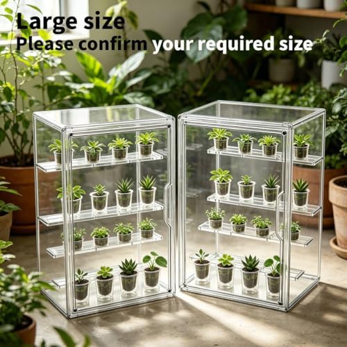 Mini Greenhouse Indoor, Clear Small Green House with Magnetic Door, Stackable Succulent Seed Starting Kit Children Nature Observation Station - Image 5