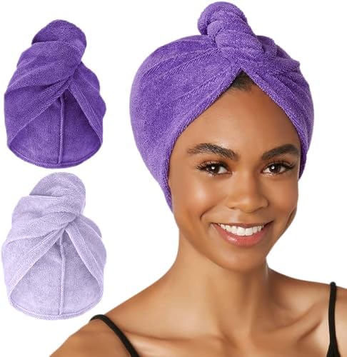 Turbie Twist Microfiber Hair Towel, Dark & Light Purple (2 Pack) by TurbieTwist
