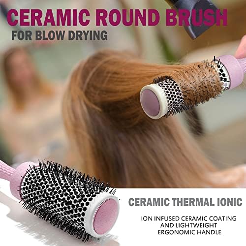 Fiora Naturals Hair Brush Set for Women, Detangler, Round Brush and Comb - Image 2