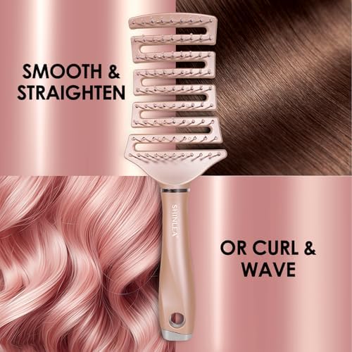 SHINLEA Detangling Brush for Curly Hair, Vented Curved Detangler Brush Faster Blow Drying, Wet Dry Hair Brush for Thick Wavy Fine Hair, Hairbrush for Women Men Kids - Image 5