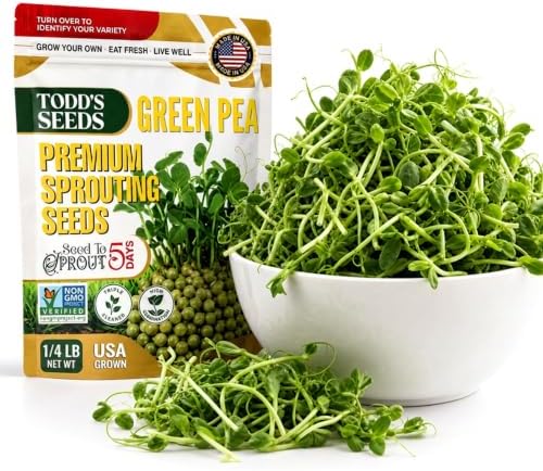 Todd's Seeds Green Pea Sprouting Seeds 1/4lb - Non-GMO Triple-Cleaned by ToddsSeeds