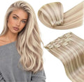 LaaVoo 150g Clip in Extensions Human Hair Blonde Highlights by LaaVoo