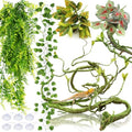 Reptile Plants, Terrarium Hanging Plant Vines Artificial Leaves Reptile Hide, Leopard Gecko Tank Accessories, Terrarium Decorations for Bearded Dragon Lizard Snake Geckos Chameleon by Unknown