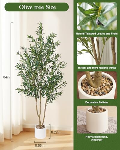 Olive Tree 6FT Fake Tree Faux Plants Indoor with Pot - Image 3