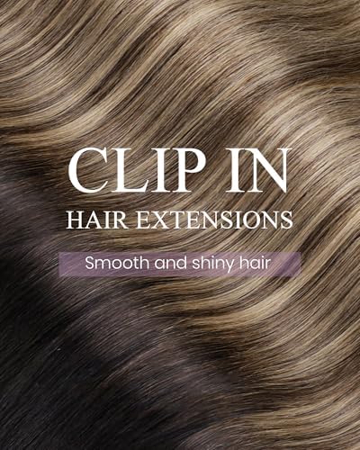 LaaVoo Clip in Hair Extensions Ombre Quick Installation Straight Remy Hair - Image 4