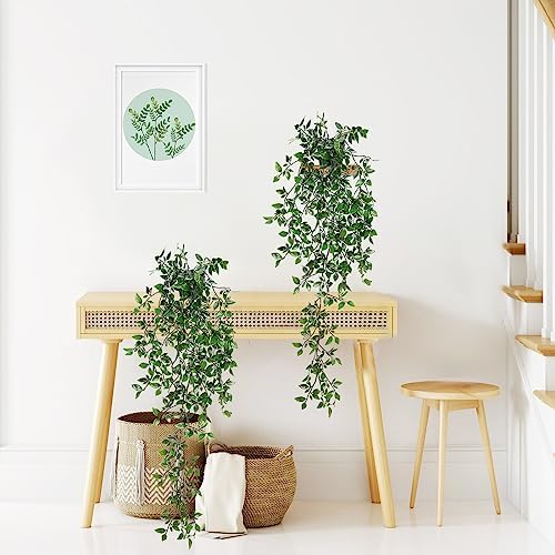 BLEUM CADE Fake Hanging Plants, 2pcs Artificial Hanging Potted Plant, Faux Mandala Vines Hanging Plant Greenery for Wall Shelf Home Living Room Indoor Outdoor Decor - Image 5