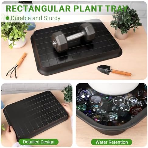 20 Inch Plant Trays, 3Pcs Black Pebble Tray for Plant Humidity, Planter Trays and Saucers for Indoors and Outdoors Use - Image 4