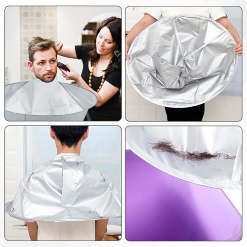 2PCS Hair Catcher for Haircuts, Foldable Hair Cutting Cape Umbrella, Waterproof Haircut Cape for Adults, Hair Trimming Catcher for Salon or Home Hair Cutting (Light Grey) - Image 6