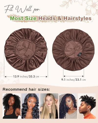 BONNET QUEEN Silk Bonnet for Sleeping Women Satin Bonnet Hair Wrap with Elastic Wide Band Sleep Cap for Curly Hair Night Cap - Image 4