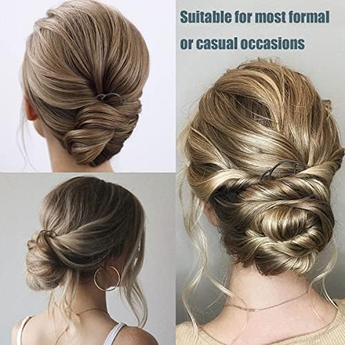 8 Pieces Side Combs, Metal Fork Clip Pins for Buns, 4 Prong Updo U-Shape Sticks for Women Hair Styling Tool Accessories - Image 2