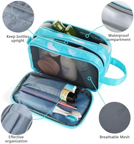 Teal Toiletry Bag for Girls, Travel Toiletry Bag for Teen Girls Cosmetic Bag Makeup Bag Waterproof Hanging Wash Bag Kids Toiletries, Green - Image 3