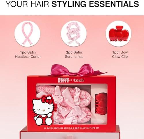 Hello Kitty x Kitsch Satin Flexi Rods, Heatless Curling Rod - 4pc Set - Image 2