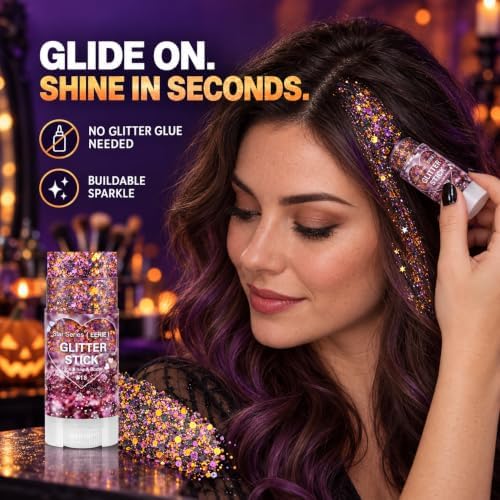 Mysense Halloween Glitter Stick,Black Purple Orange Face Hair Body Glitter - Image 3