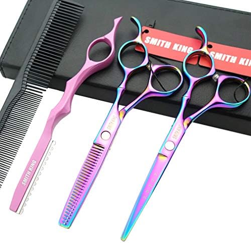 6.0 Inches Professional hair cutting thinning scissors set with razor (Rainbow) by Smithking
