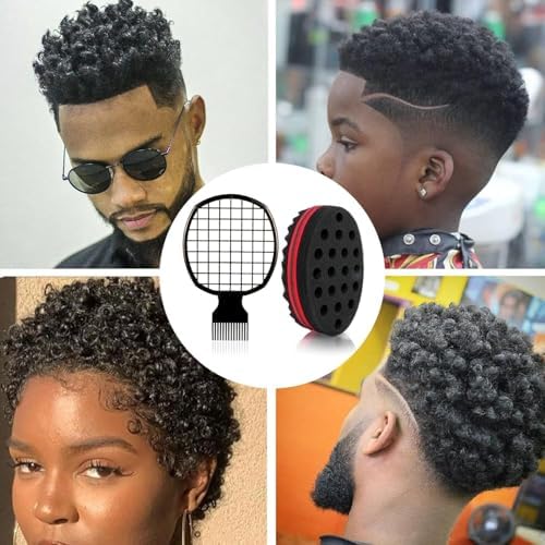 2 Pcs Afro Twist Set: Upgrade Hair Sponge and Comb for Men/Women Curls, Barber & Personal Styling - Image 5