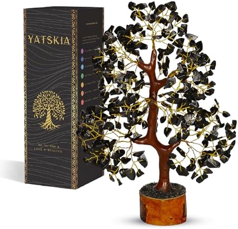 YATSKIA Black Tourmaline Crystal Tree, Birthday Gifts for Women, Mom & Friends, Handmade Crystal Tree of Life, Boho Room, Shelf & Office Desk Decor, House Warming Gifts by YATSKIA