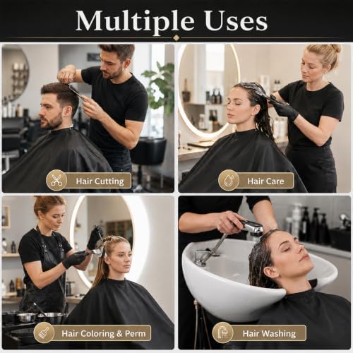 10 Pack Black Waterproof Hair Salon Capes - Image 7