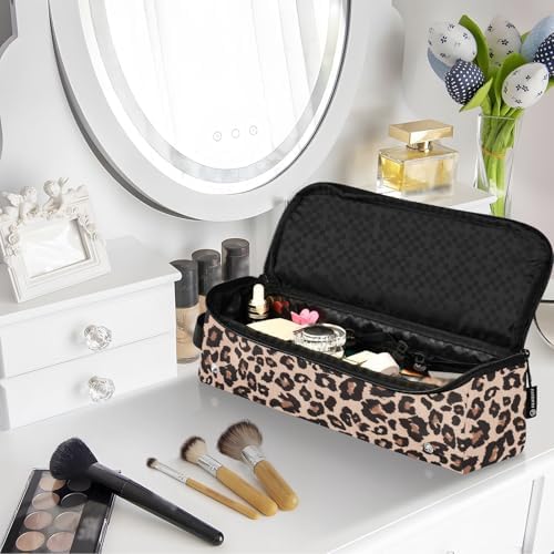Leopard Print Brown Hair Tools Travel Bag with Heat Resistant Mat Detachable 2-in-1 Curling Iron Travel Case Hot Tools Organizer for Straightener Flat Iron - Image 7