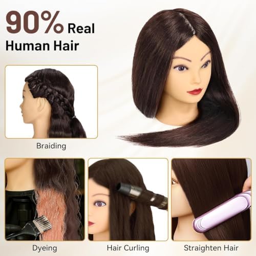 23" Mannequin Head with Hair for Hairdressing Training and Hair Styling - Image 3