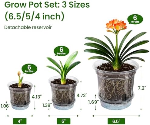 MIXC 18 Pack 6.5/5/4 Inch Self Watering Pots for Indoor Plants-Clear - Image 4