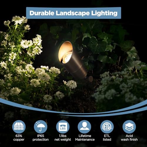 Gardencoin Solid Brass Outdoor Landscape Spotlights, 12V Heavy Duty Low Voltage LED Spot Light Waterproof for Garden and Yard Up Lighting, Bronze Accent Lighting Fixture Without MR16 Bulb, 6 Pack - Image 2
