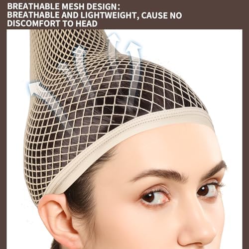 Fandamei Wig Cap, Hair Net for Wig, 30 CM Large Mesh Wig Cap for Long Hair for Women, Nylon Hair Net Non Slip for Halloween Rave Party Cosplay-Light Brown 2 PCS - Image 4