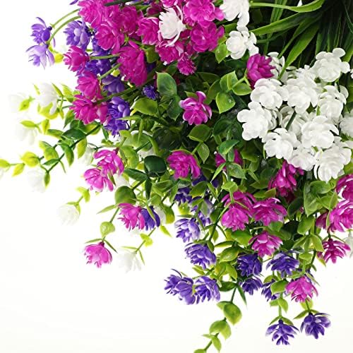 WILLBOND 12 Bundles UV Resistant Faux Flowers, Fuchsia, White, Purple - Image 3