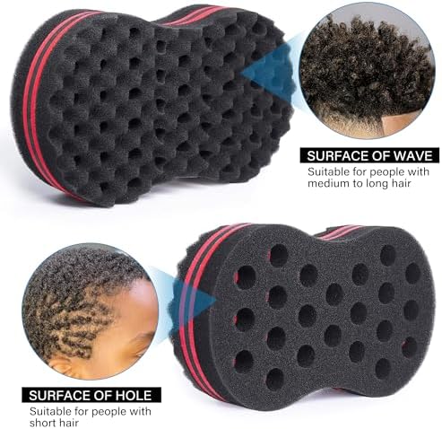 FIABC Big Holes & Big Size Barber Hair Brush Sponge Dreads Locking Twist Afro Curl Coil Wave Hair Care Tool(1 Pack) - Image 4