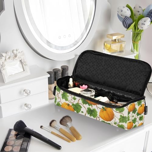 Hair Tools Travel Bag with Heat Resistant Mat Detachable 2-in-1 Curling Iron Travel Case Hot Tools Organizer for Straightener Flat Iron Pumpkins Green Leaves - Image 7