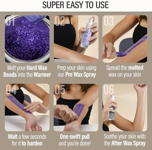 Tress Wellness Award Winning Waxing Kit for Sensitive Skin – Safe for Face & Skin, Easy to Use – At-Home Kit for Face, Bikini, Brazilian & Full Body - Digital Display, Beige - Image 5