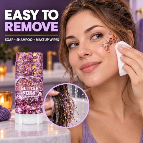 Mysense Halloween Glitter Stick,Black Purple Orange Face Hair Body Glitter - Image 6