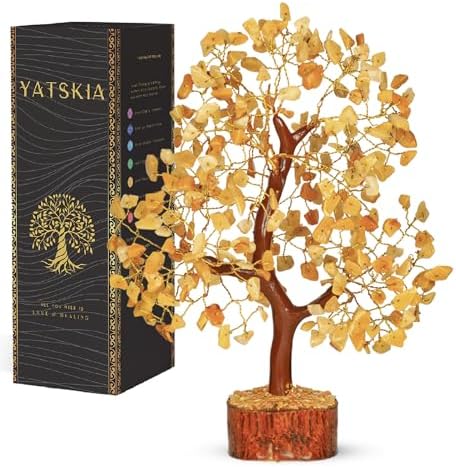 YATSKIA Yellow Aventurine Crystal Tree, Birthday Gifts for Women, Mom & Friends, Handmade Gemstone Tree of Life, Boho Room, Shelf & Office Desk Decor, House Warming Gifts by YATSKIA
