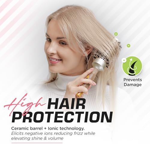 Fagaci Professional Round Brush with Natural Boar Bristle for Blow Drying, Nano Technology Ceramic + Ionic for Voluminous Healthy Hair Styling | Includes 4 Styling Clips - Image 4