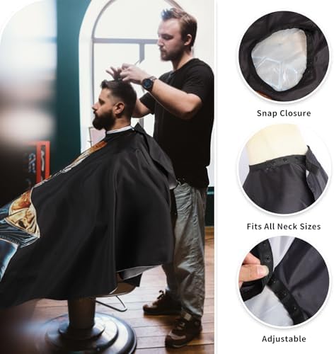 Professional Hair Cutting Cape with Neck Duster Brush, Waterproof Salon Barber Cape with Snaps, Barber Accessories (Football Players) - Image 3