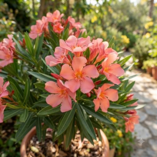 Dwarf Salmon Oleander Live Plant, 5-7 Inches Tall, Outdoor Flowering Shrub - Image 4