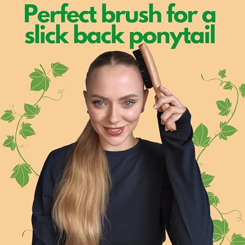 GranNaturals Boar Bristle Slick Back Hair Brush - Large Soft/Medium Smoothing Hairbrush to Style, Polish, & Lay Hair Down Flat to Create a Sleek Frizz Free Hairstyle for Women and Men - Image 3