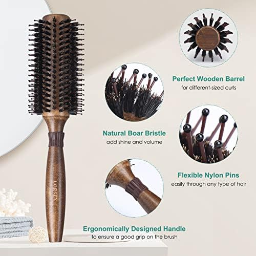 Round Brush for Blow Drying, LORSEX Boar Bristle Hair brush for Women Men, Round Hairbrush for Add Shine/Volume, Minimize Damage (2.4Inch) - Image 2