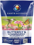 Earth Science Butterfly & Hummingbird Wildflower Seed Blend - 4oz - Premium Flower Seeds to Attract Bees, Butterflies, Hummingbirds & Native Pollinators - Non GMO by EarthScience