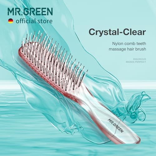 MR.GREEN Hair Brush Crystal Scalp Massage Combs Volumizing Hair Styling Fine Tooth Detangling Tool For Long Wet Dry Hair Women Gift (Pink, Small) - Image 2