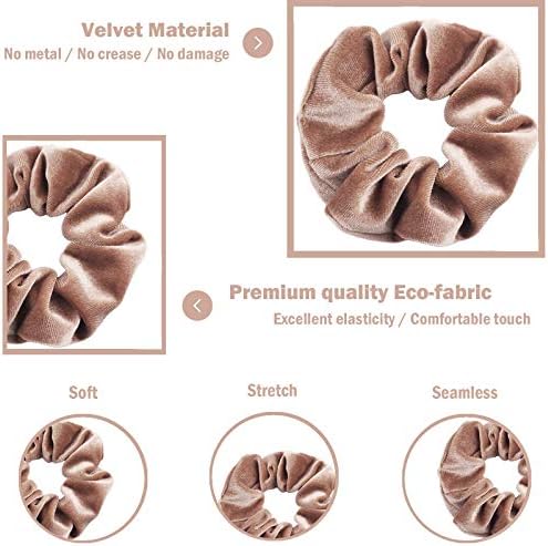 IVARYSS Scrunchies for Women, 12 Pcs Neutral Velvet Scrunchies for Hair, Classic Elastic Thick Scrunchy Hair Bands Ties, Soft Ropes Ponytail Holder Hair Accessories - Image 2