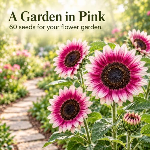 ZEshops 60 Pink Sunflower Seeds for Planting, Outdoor Flower Garden Beds - Image 2