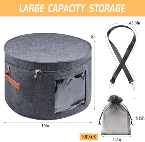 Wig Storage Boxes,Wig Travel Cases Foldable for Multiple Wigs for Men and Women,Yarn Organizer, Cosmetic Cabinet Storage Bag (Medium Grey) - Image 2