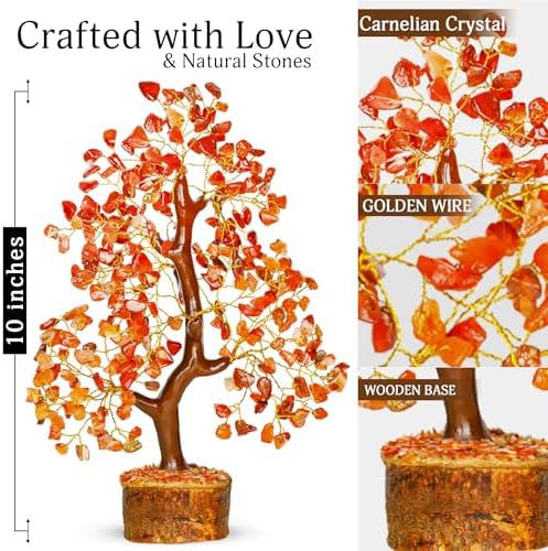 YATSKIA Carnelian Crystal Tree, Birthday Gifts for Women, Sister & Friends, Handmade Crystal Tree of Life, Boho Room, Shelf & Office Desk Decor, Thank You Gifts - Image 2