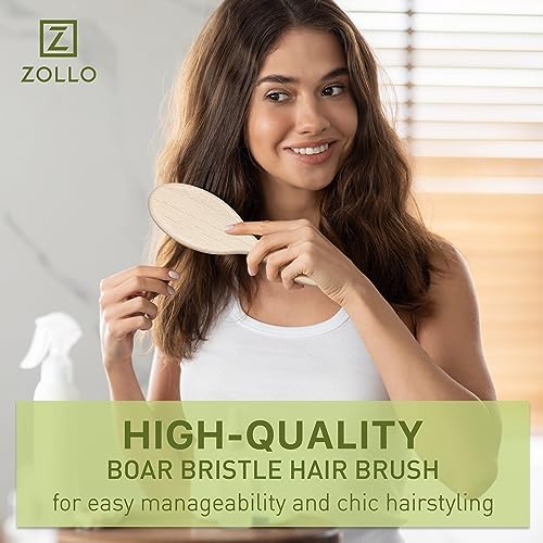 Natural Boar Bristle Hair Brush for Women, Men, Kids; Dry and Wet Detangling Hair Brush Gently Enhances Shine, Smooths Frizz and Prevents Breakage in Fine and Straight, Thick and Curly Hair (oval) - Image 6